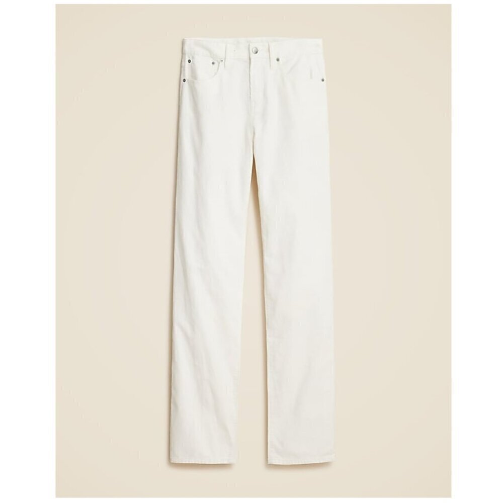 J. Crew Loose Straight High Rise Cotton Corduroy Pants Cream Size 27 NWOT